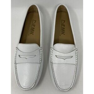 DE.MA Comfort Gommino Driving Moccasin/Loafer White Calfskin Made Italy 7.5 EU38